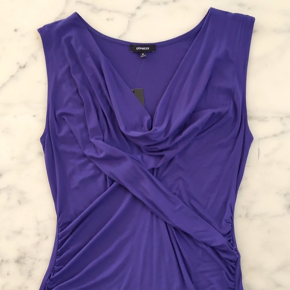 NWT. Express Rayon/Spandex Long sleeveless top with front design. - Picture 3 of 4